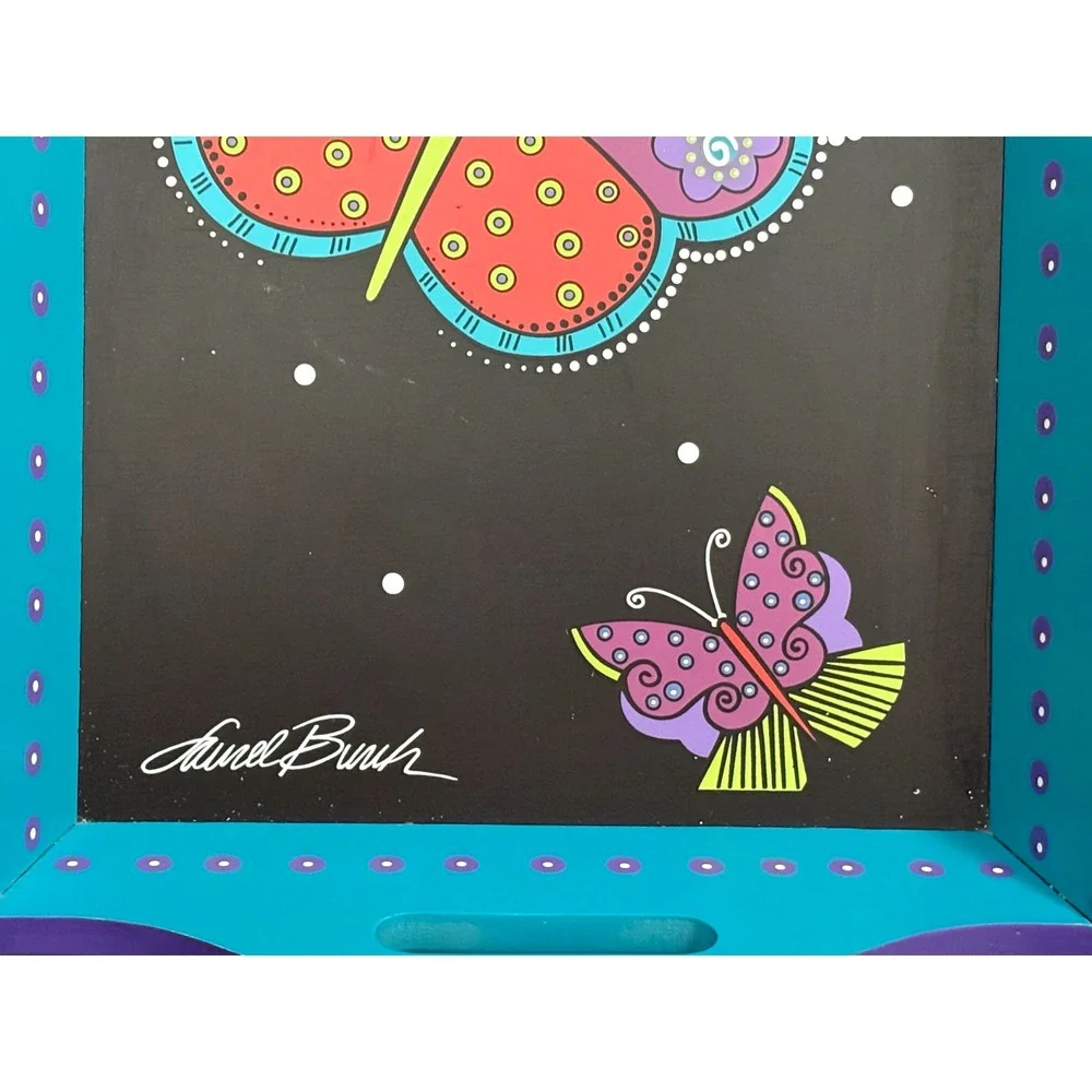 Vintage LAUREL BURCH Pressed Wood TRAY Colorful BUTTERFLIES by Ganz 15